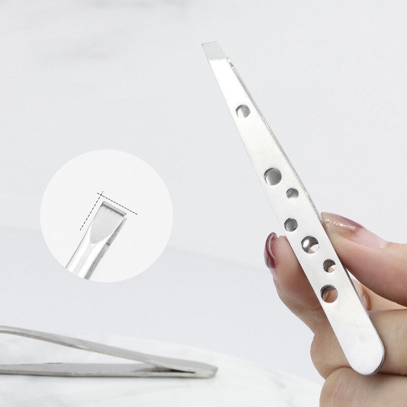 Pinzas de cejas profesionales de acero inoxidable, pinzas de ojos con punta inclinada, Clip para depilación facial, herramientas de maquillaje