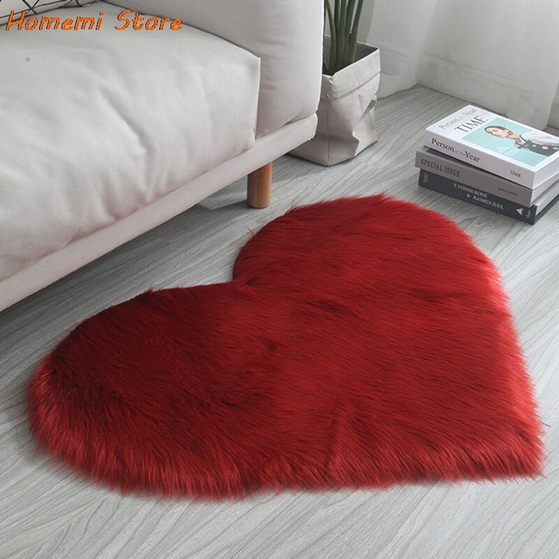 Pluche Tapijt Voor Woonkamer Hartvormige Pluche Tapijt Slaapkamer Tapijten Sofa Kussen Bed Home Decor Tapijten Zachte Mat