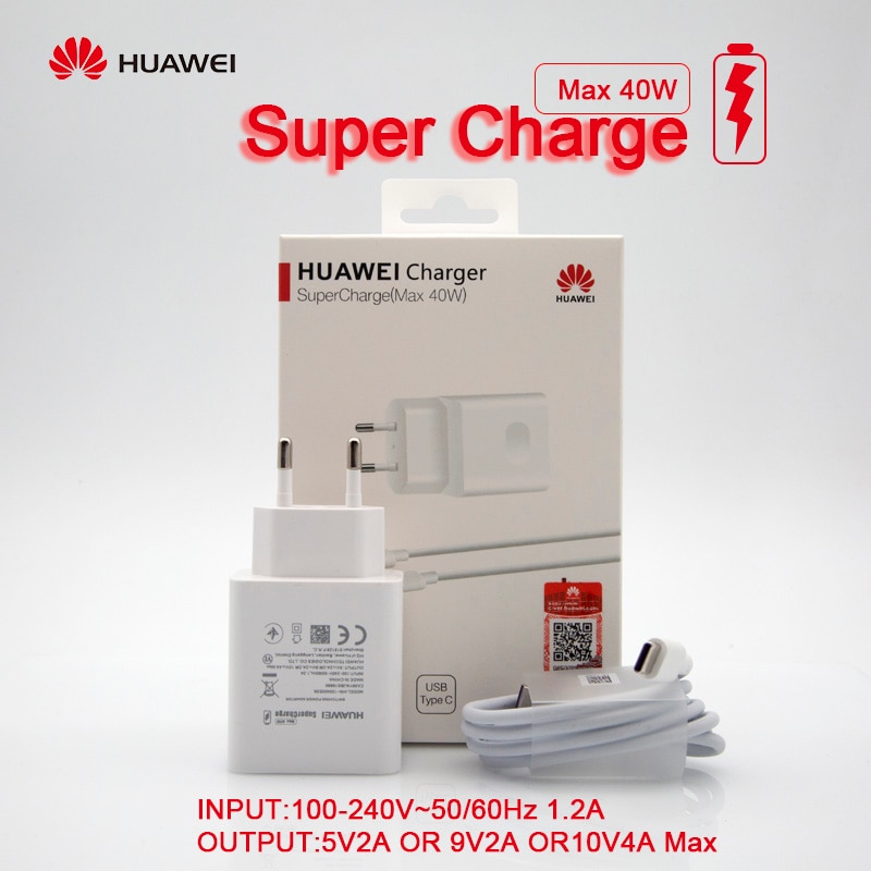 Huawei original ue carregador 40w supercharge usb adaptador de alimentação 5a usb tipo c cabo mate 30 pro 20 nova 5 pro p20 p30 pro