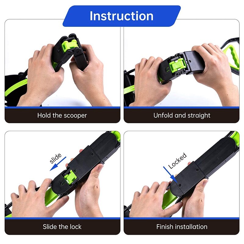 Foldable Pet Poop Waste Picking Rake Portable Long Handle Is Easy to Use, Can Be Used for Grass and Soil Picking 2 Pack