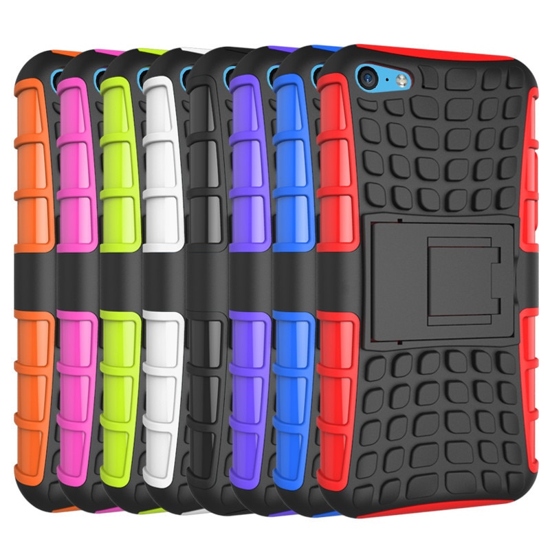 Achterkant hoesje voor apple iphone 5c telefoonhoesje 2 in 1 dubbele laag kickstand heavy duty armor schokbestendig hybride siliconen hoesje