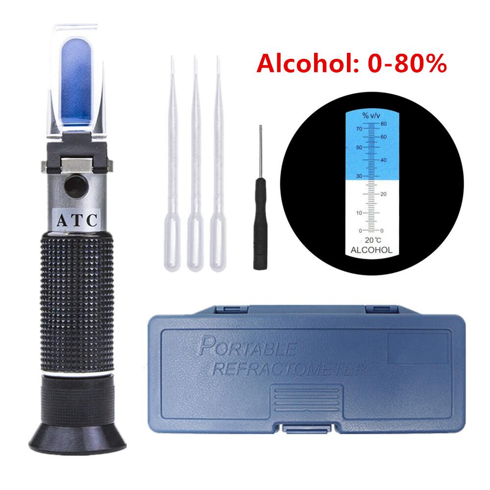Réfractomètre à Alcool 0-80% - Testeur De Concentration D'Éthanol Professionnel Avec Compensation ATC Pour Vin, Whisky, Vodka, Bière