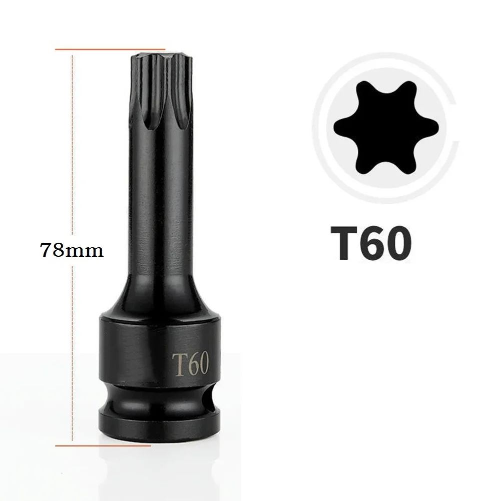 1pc Torx Screwdriver Bits 1/2inch Impact Drive Socket Adapter T20 T25 T27 T30 T35 T40 T45 T50 T55 T60 T70 T80 T100: Orange