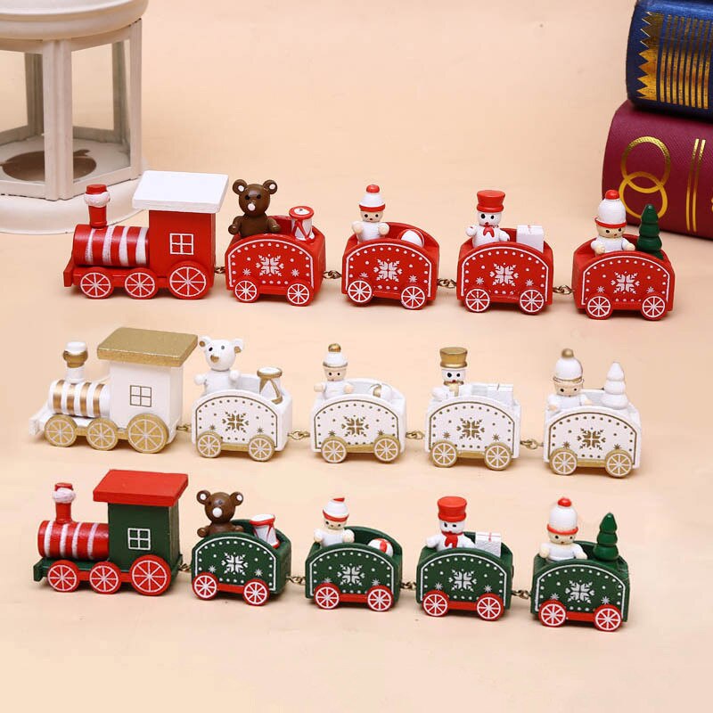 Cute Christmas Wood Small Train Toy Festival Home Decoration Christmas Innovative for Kids Children Navidad 2021Childrens
