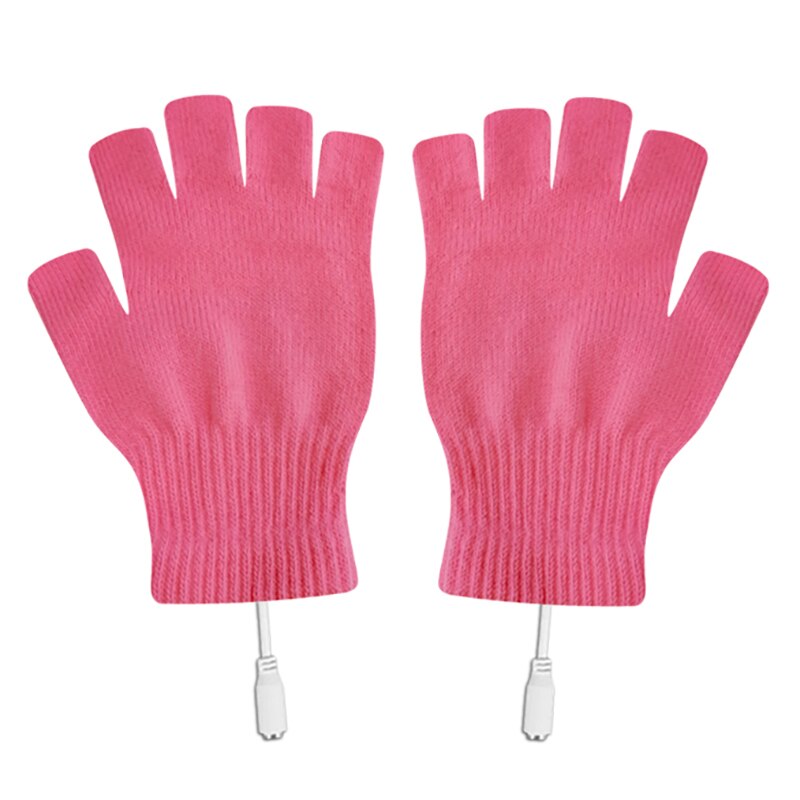 Elektrische verwarmde handschoenen winter thermische usb verwarmde handschoenen volledige & halve dames heren handschoenen winter warme wanten: Roze
