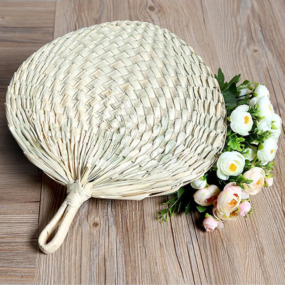 Naturlig håndlavet vifte i kinesisk stil håndvævning palmeblad vifte bærbar vintage cool fan sommer børn vandrehjem dekoration