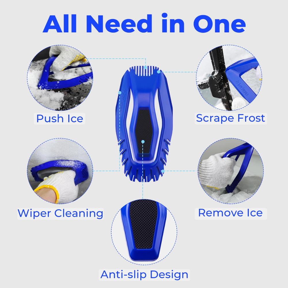 4-in-1 Car Ice Scraper Winter Multifunctional Snow Shovel For Car Auto SUV Windshield Cleaning Accessories 360° Durable