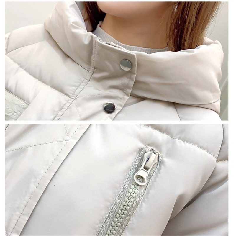 Vinterjacka för kvinnor huvkappa i koreansk stil dam dunjackor dam parkas fritidsjackor vindtät regntät