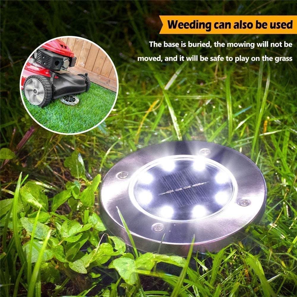 Solar Ground Lights 8 LED Solar Disk Lights Waterproof In-Ground Lights Landscape Lights for Pathway Yard Deck 12 Packs