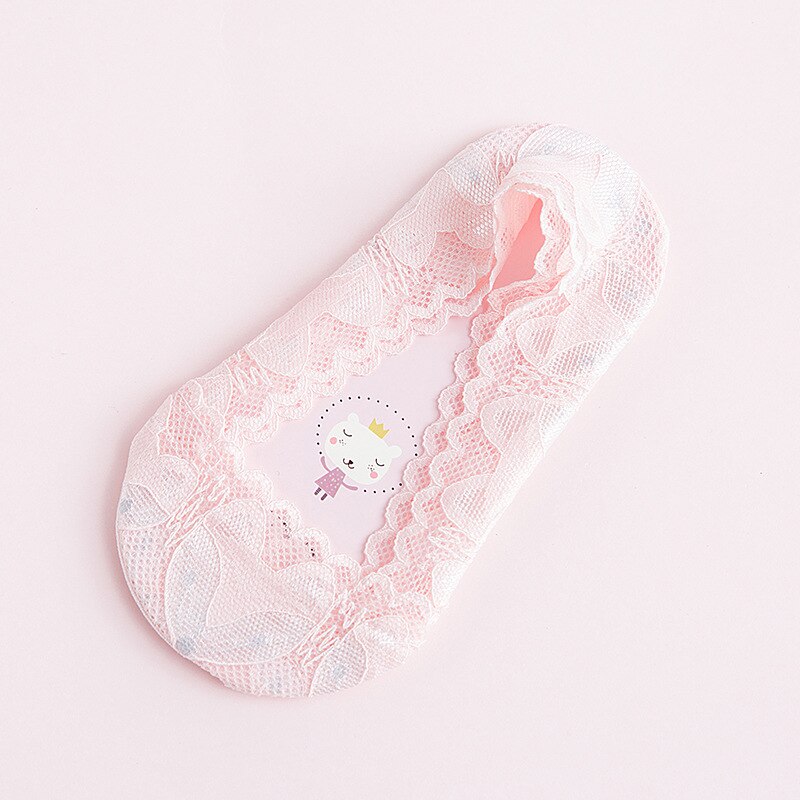 Chaussettes antidérapantes en dentelle pour bébés filles, mignonnes, en bateau, en dentelle florale, Kawaii, pour enfants, chaussures d'été: Pink