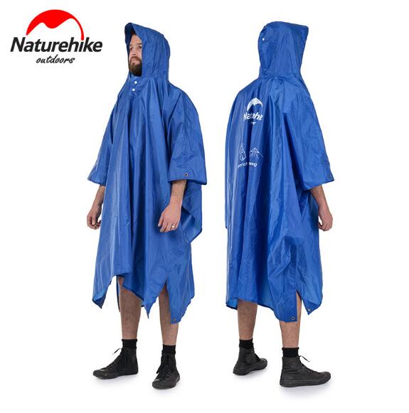 Naturehike NH drei-in-eins draussen regenmantel multifunktionale draussen regen Poncho zelt boden tuch Pergola baldachin: 210T Blau