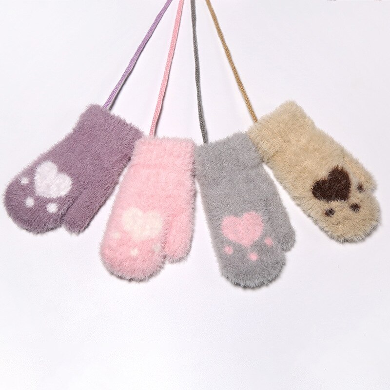 Wecute-guantes para niños de 14x6cm, manoplas para bebés de 2 a 5 años, Halter, guantes cálidos de otoño e invierno, dibujos animados, lindo de punto