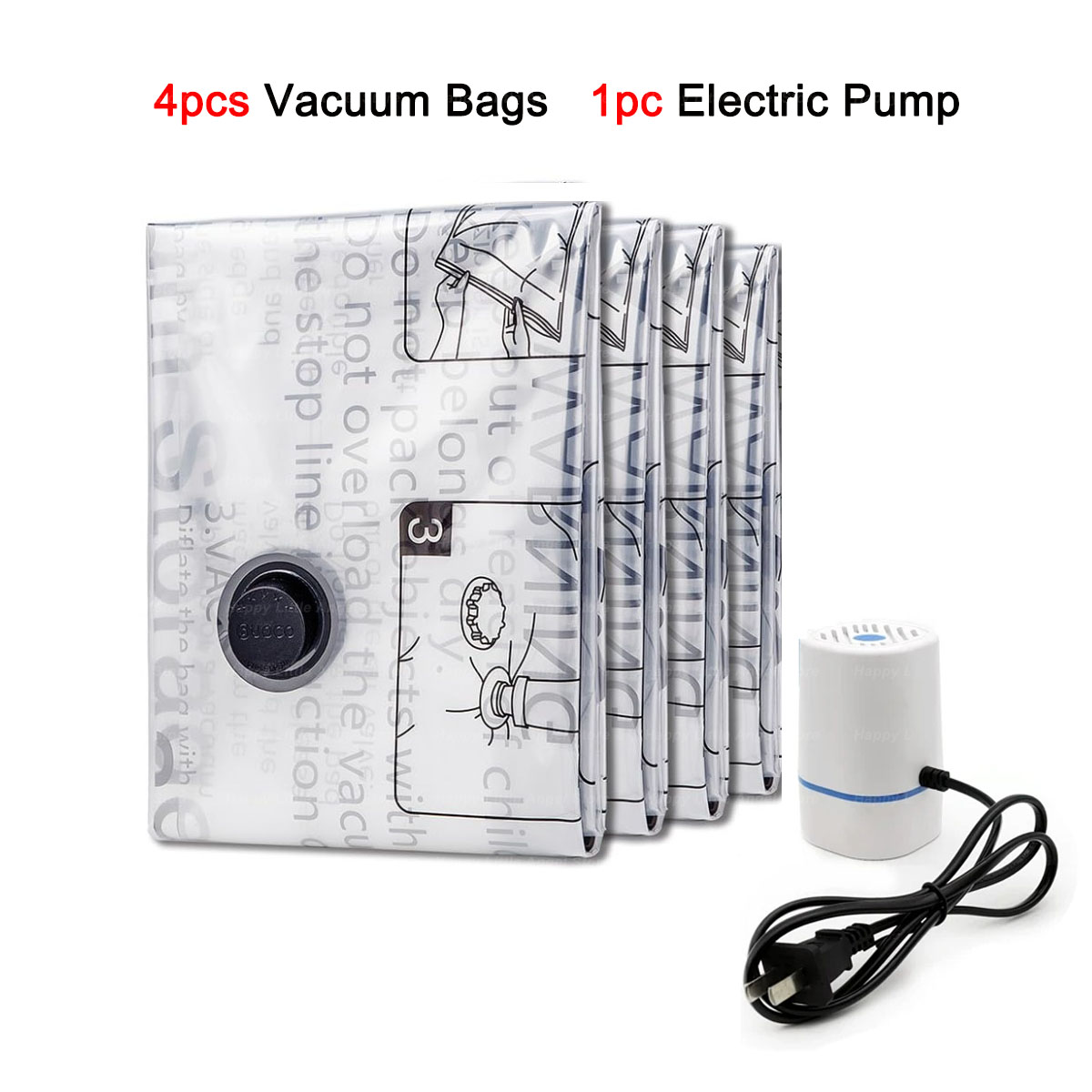 4-8 Pack Vacuum Storage Bags Space Saver Bags Compression for Comforters Blankets Bedding Organizer Clothes Travel Storage: M / Blauw