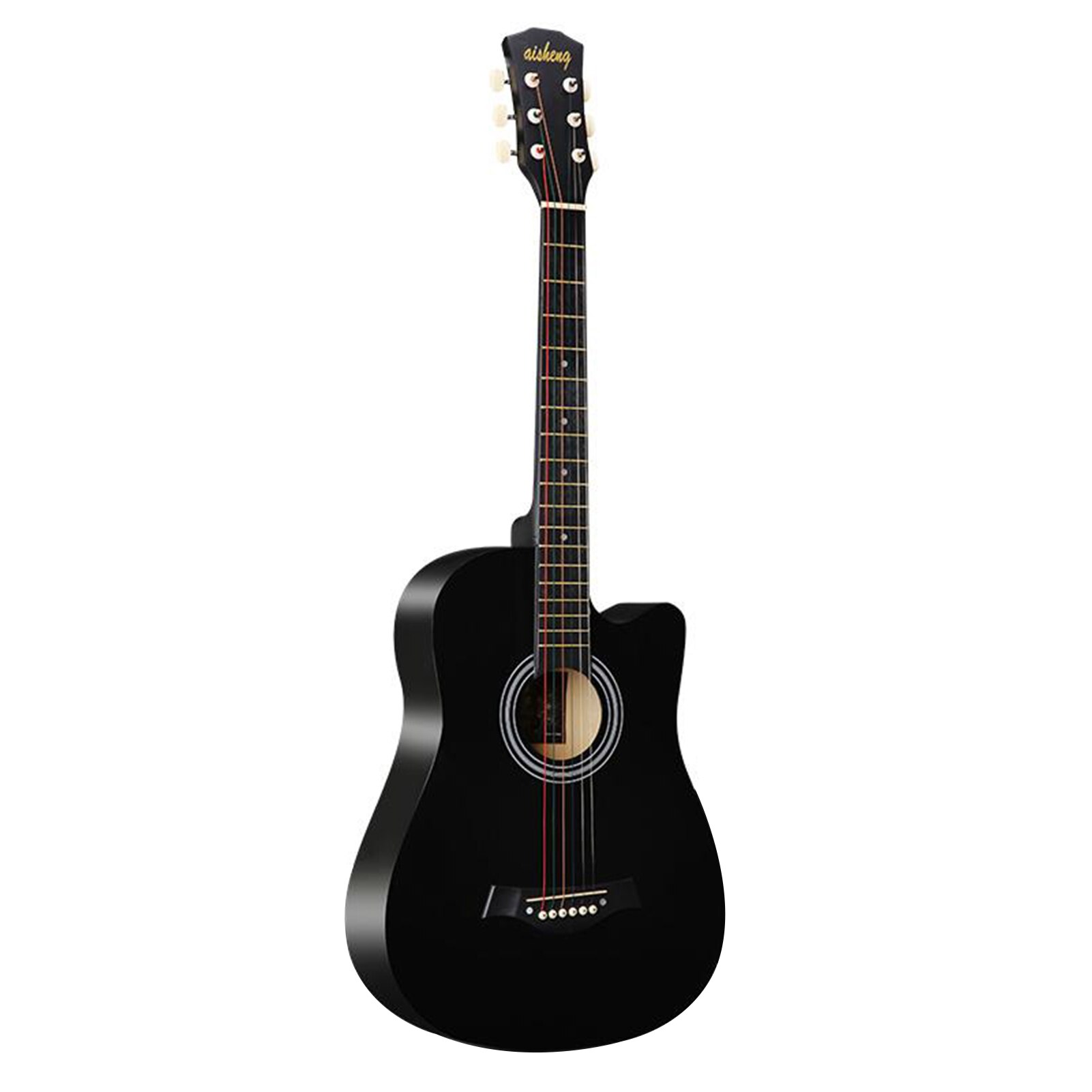 38'' Classic Acoustic Guitar 38 inches 6 Strings Acoustic Guitar Wooden Guitar for Students Beginners (Wood): Folk Guitar Black