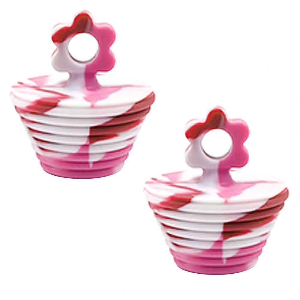 2 Pcs Useful Sink Plug Corrosion-resistant Flexible Drain Stopper Drain Deodorant Plugs for Home Drain Plug: Pink  White
