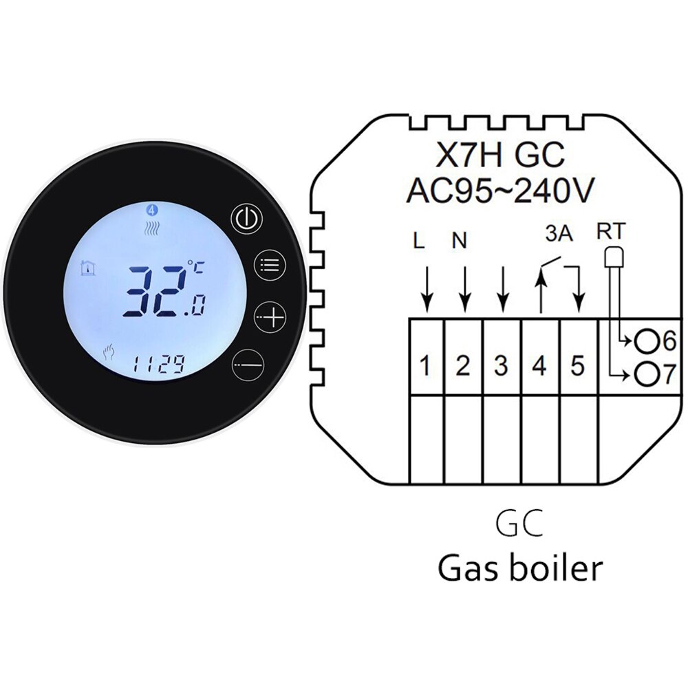 Intelligente thermostaat voor combi-ketel, intelligente wifi-thermostaat compatibel met Alexa Google Home, Didgtal 3A programmeerbare temperatuurregelaar