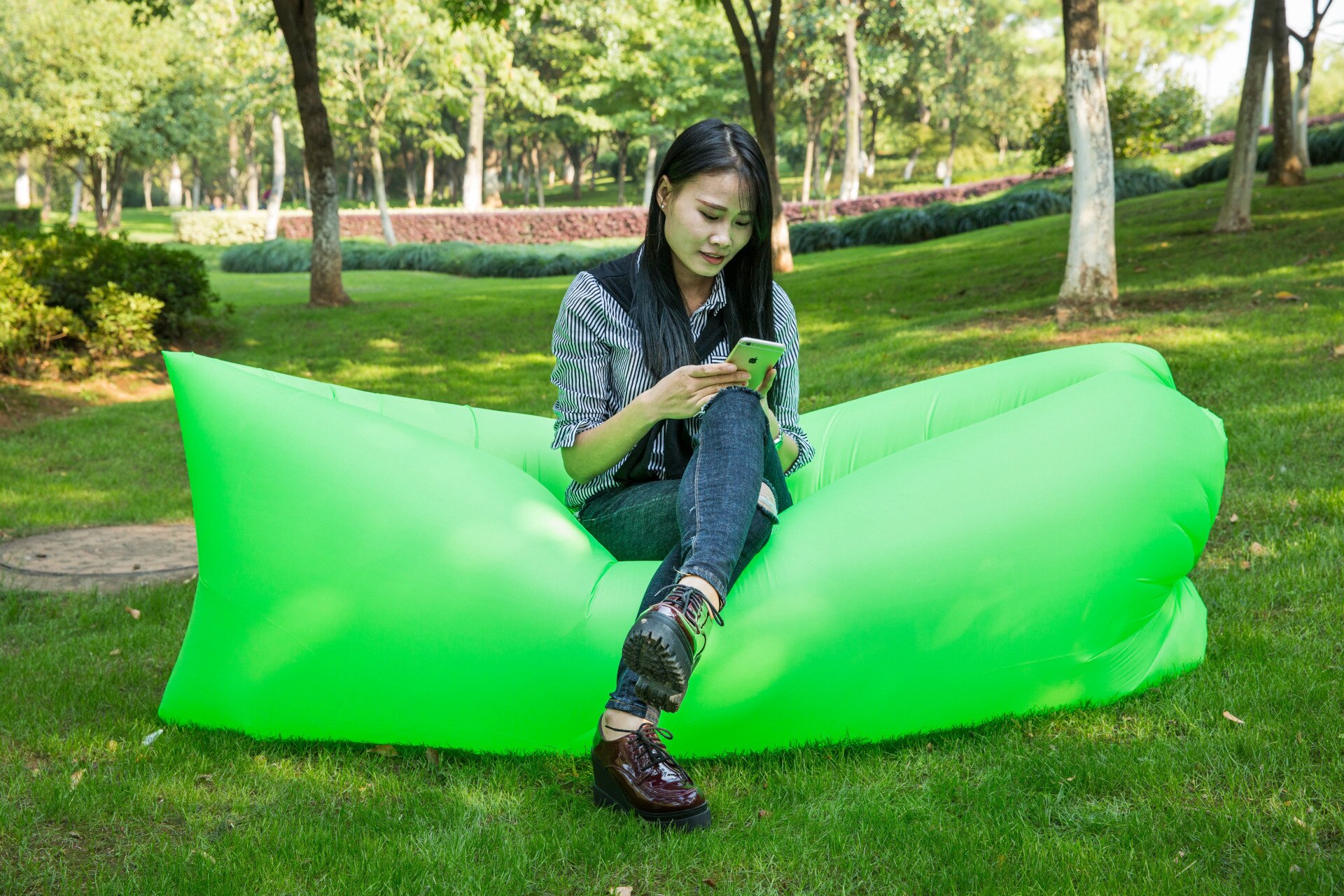 Air Bed Inflatable Bed Sofa Picnic Airbag Beach Bag Lazy Couch Pad Inflatable Bed Picnic Picnic Cushion Sleeping Pad: Green