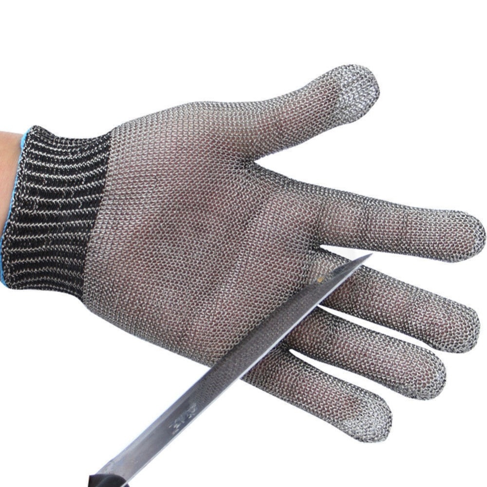 1PC Stainless steel Fishing gloves grade 5 steel wire plus PE steel ring iron Safety Cut Proof Stab Resistant Metal Mesh