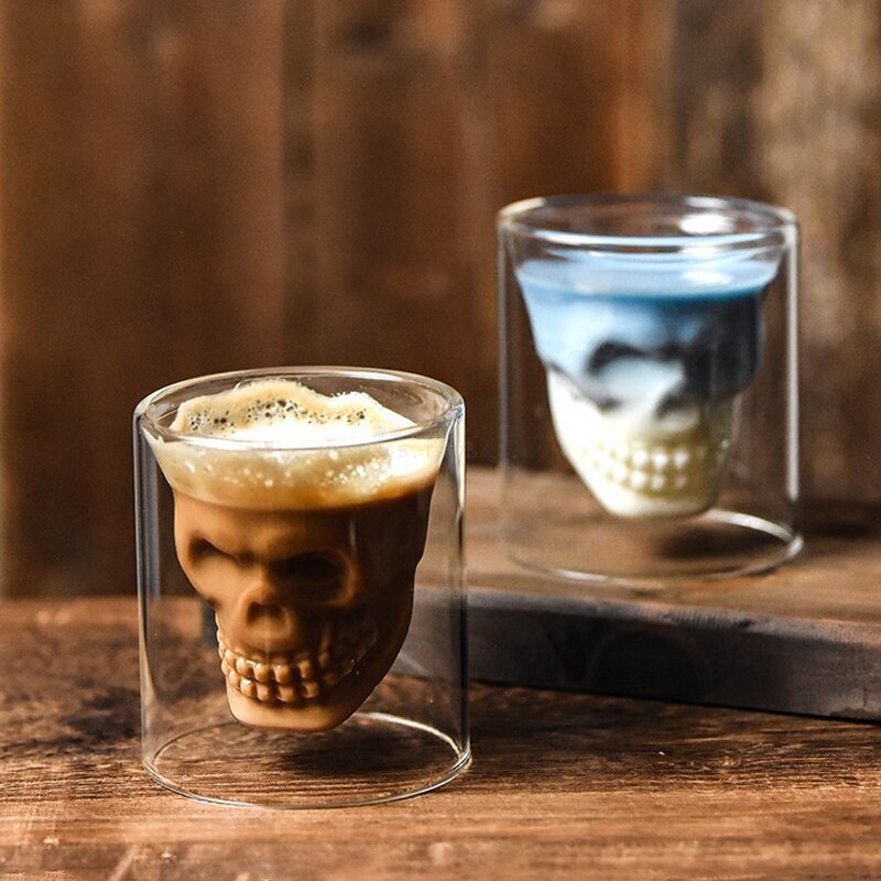Hibrew-taza de café de cristal con personalidad, taza de calavera
