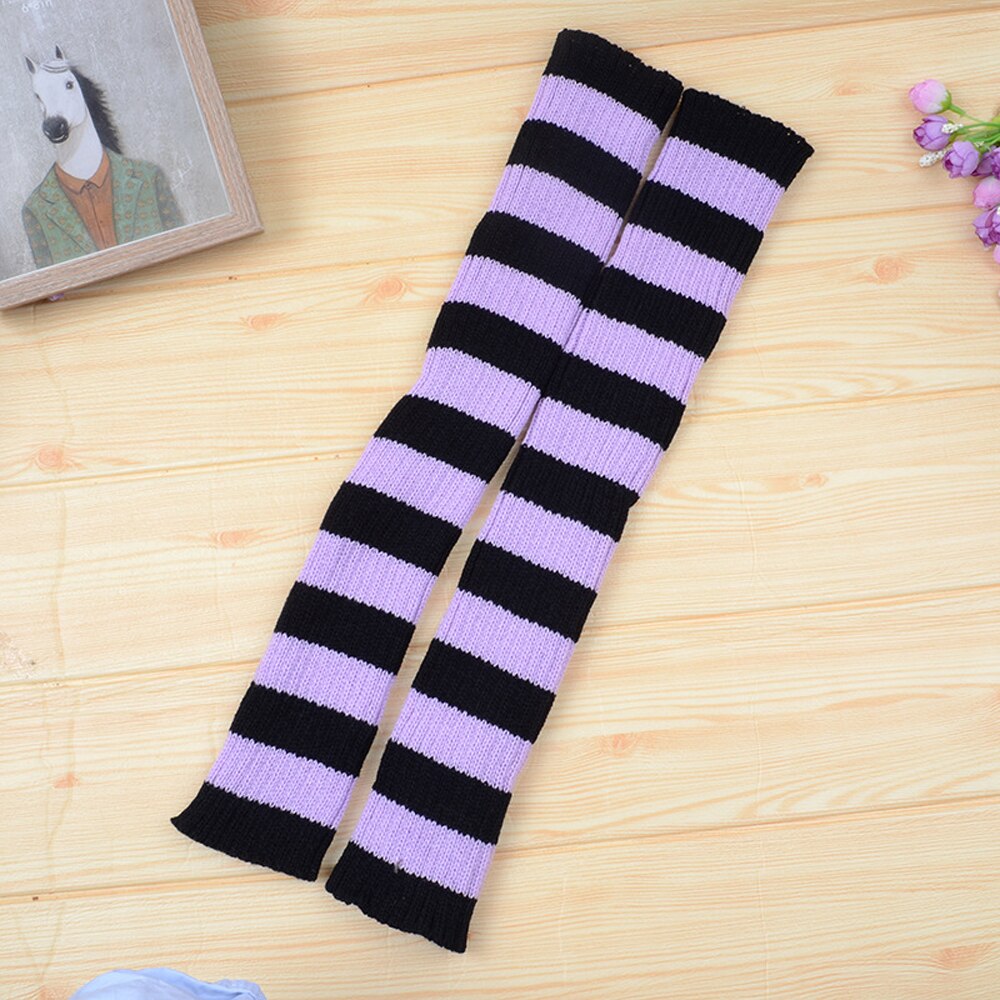 Calentadores de piernas coreanos y japoneses para niñas por encima de la rodilla, Color a juego, para Ballet latino, Protector de piernas, 1 par: black purple