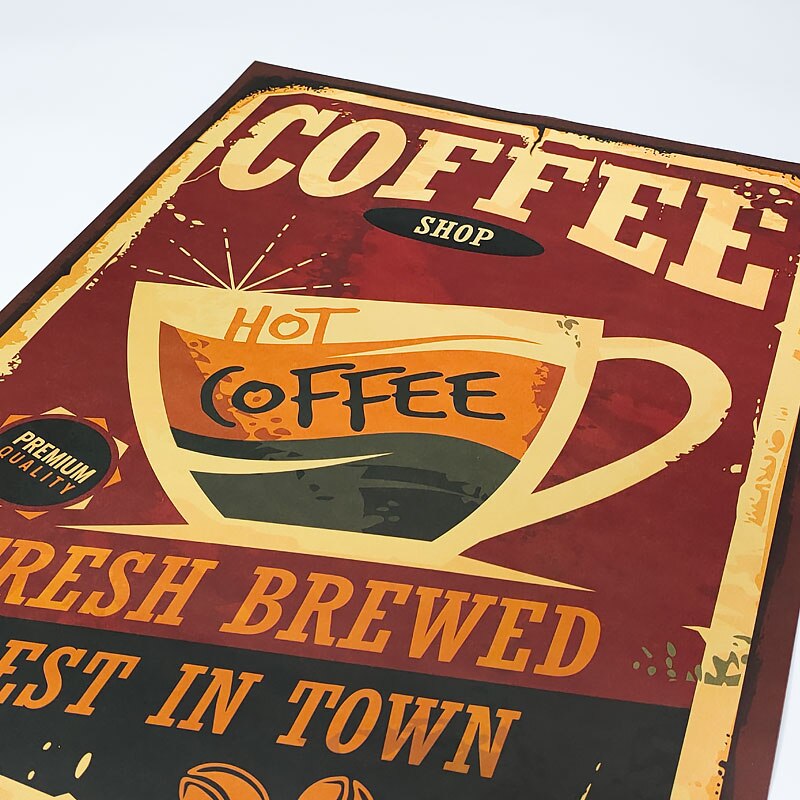 Kaffee werbung Poster frische gebraut in stadt retro Kraft papier Poster Cafe Heimat dekoration malerei kern Zauberstab aufkleber
