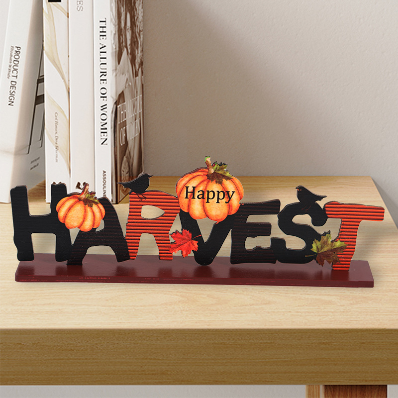 Herfst Thanksgiving Houten Ornamenten Oogstfestival Pompoen Thanksgiving Party Scene Sfeer Layout Interessant Creativ: plum