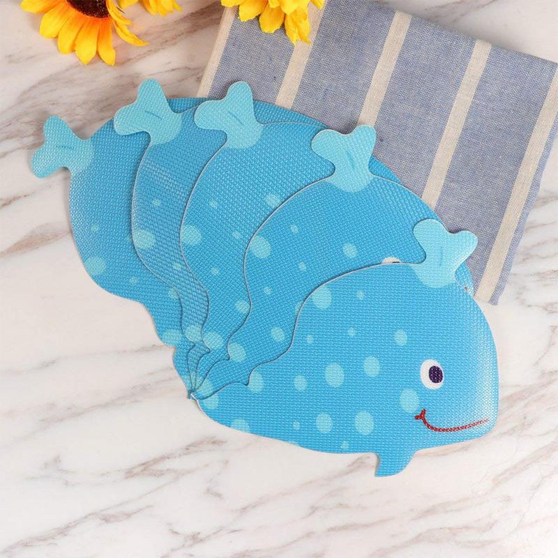 5pcs/set Non Slip Bathroom Stickers Cartoon Blue Ocean Fish Pattern Bath Tub Stickers Kids Shower Safety Shower Floor Stickers