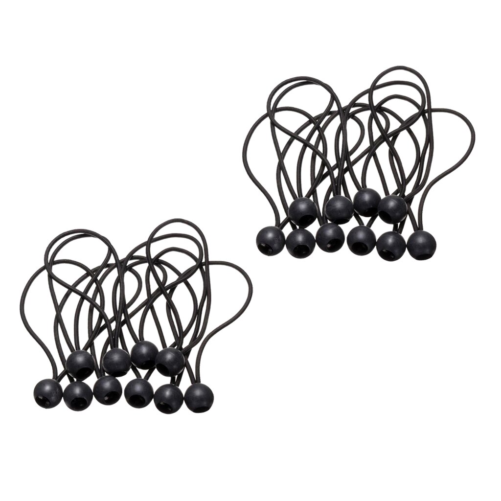 20 stuks Elastische Tent Tarp Fix Cords Zwarte Luifel Banner Ties Bal Bungee Vaststelling Riem