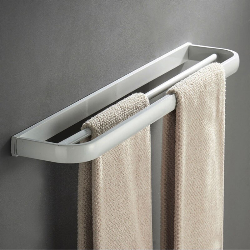 Bronze Bathroom Double Towel Rail Bar Antique Black White Clothes Bathtowel Hanging Vintage Brass Bathroom Towel Holder Shelf: white