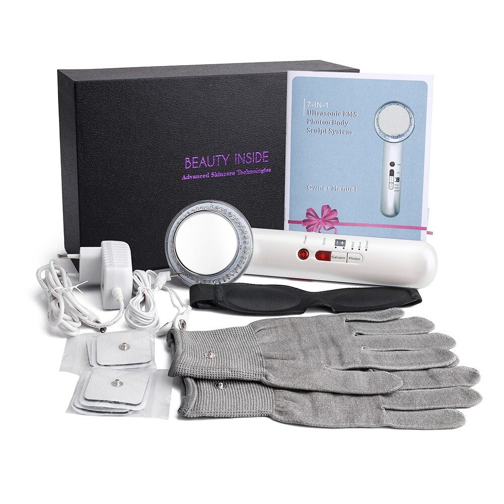 Beauty Star 7 IN 1 Ultrasound Cavitation EMS Body Slimming Massager 3 Color LED Photon Ultrasonic Therapy Anti Cellulite Machine