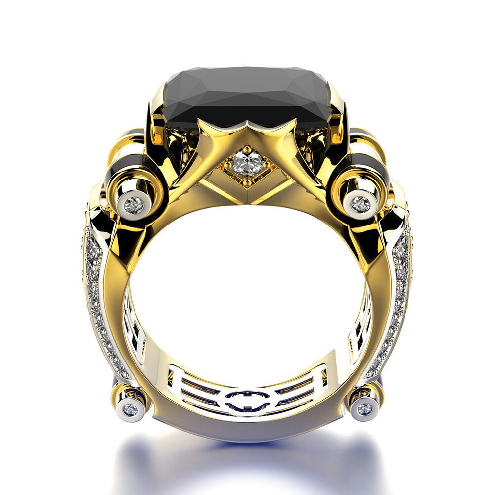 Klassieke gouden herenring met zwarte steen steampunk vintage verloving lieflijk huwelijk heren trendy sieraden