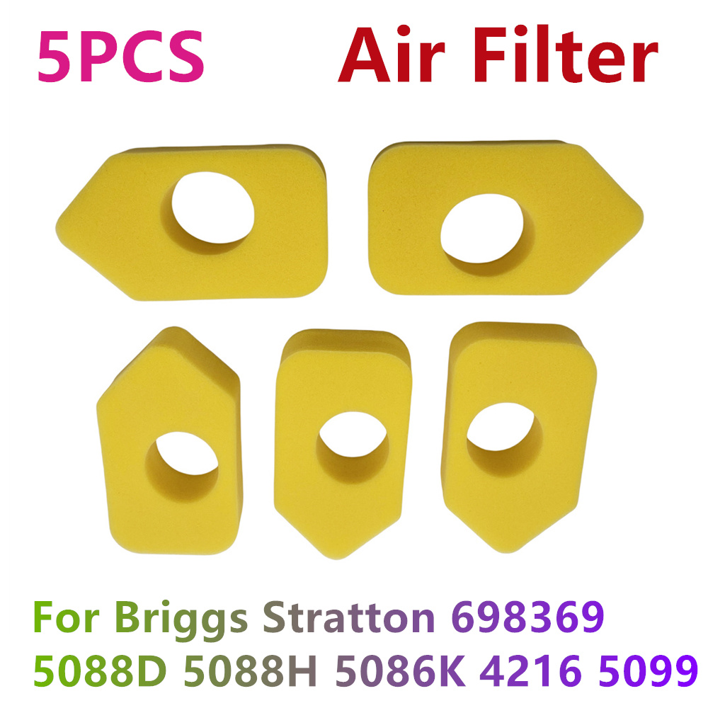 5 PCS NOVOS filtros de ar para Briggs Stratton 698369 5088D 5088H 5086K 4216 5099 Peças do cortador de grama do aparador do filtro de ar do jardim