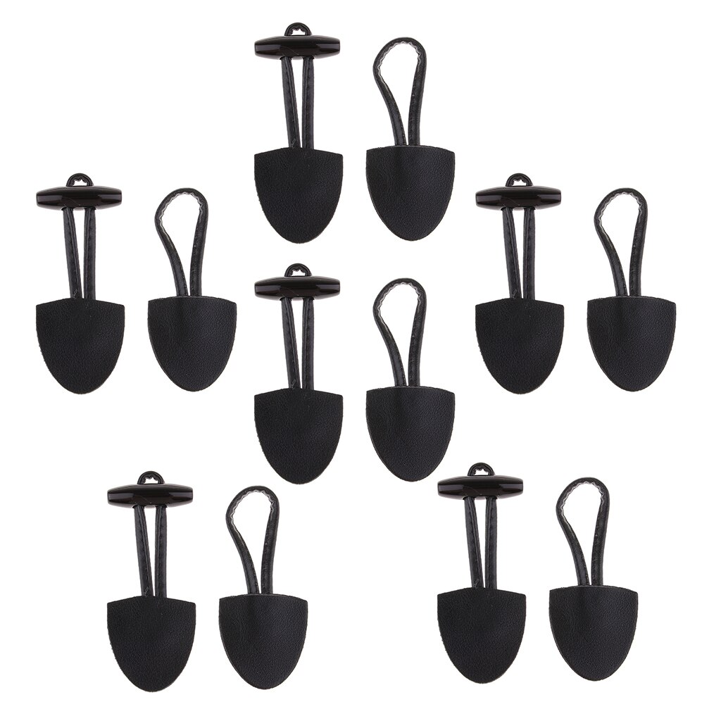 6 Pairs Classical Black Leather Horn Toggle Buttons Closures Coat Jacket Duffle Sweater Sewing Fasteners For Overcoat
