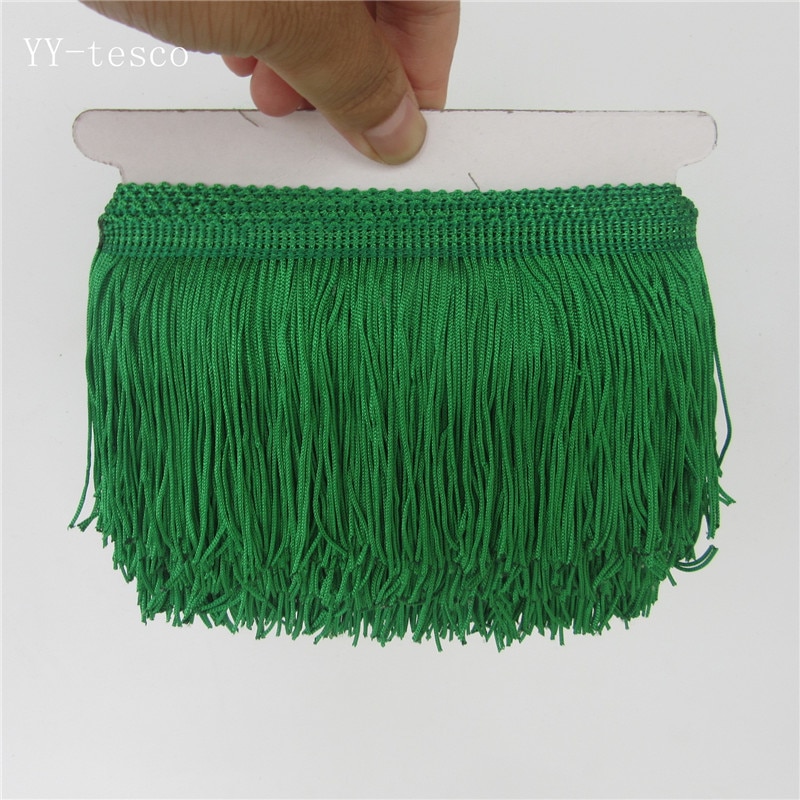 5 yard/lot 10cm långa polyesterfransar afrikanska tofs band spets sy plagg latinsk klänning gardin trimning gör-det-själv-tillbehör: Grön