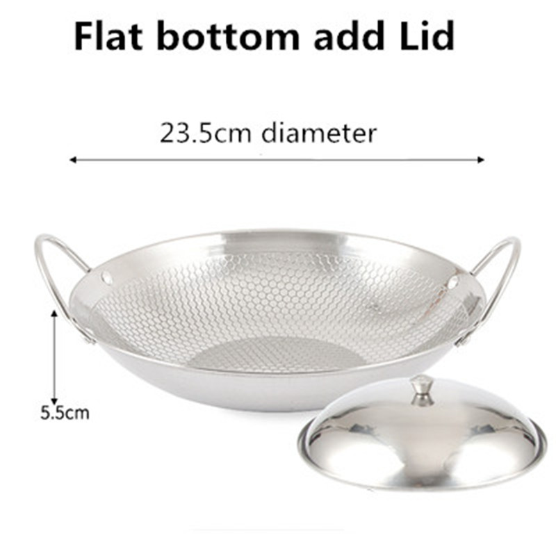 Stainless steel dry pot round bottom small pot thickened double ear non-stick pot bar tripod pot cooker hotpot pots and pans: 23.5cm3