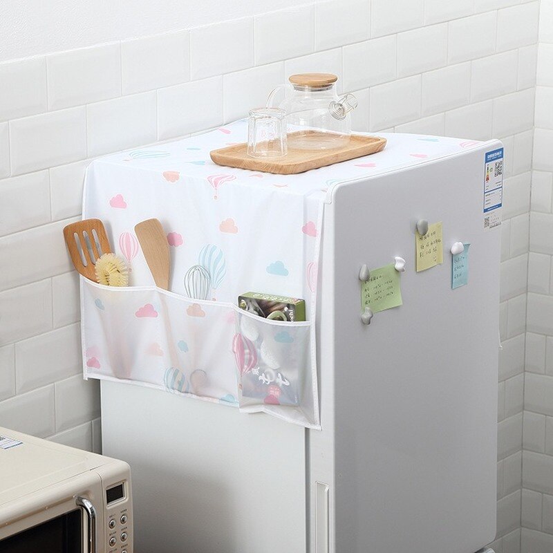 Køleskab dækker støvdæksel med lomme opbevaringspose vaskemaskine opbevaring organisator poser hængende pose