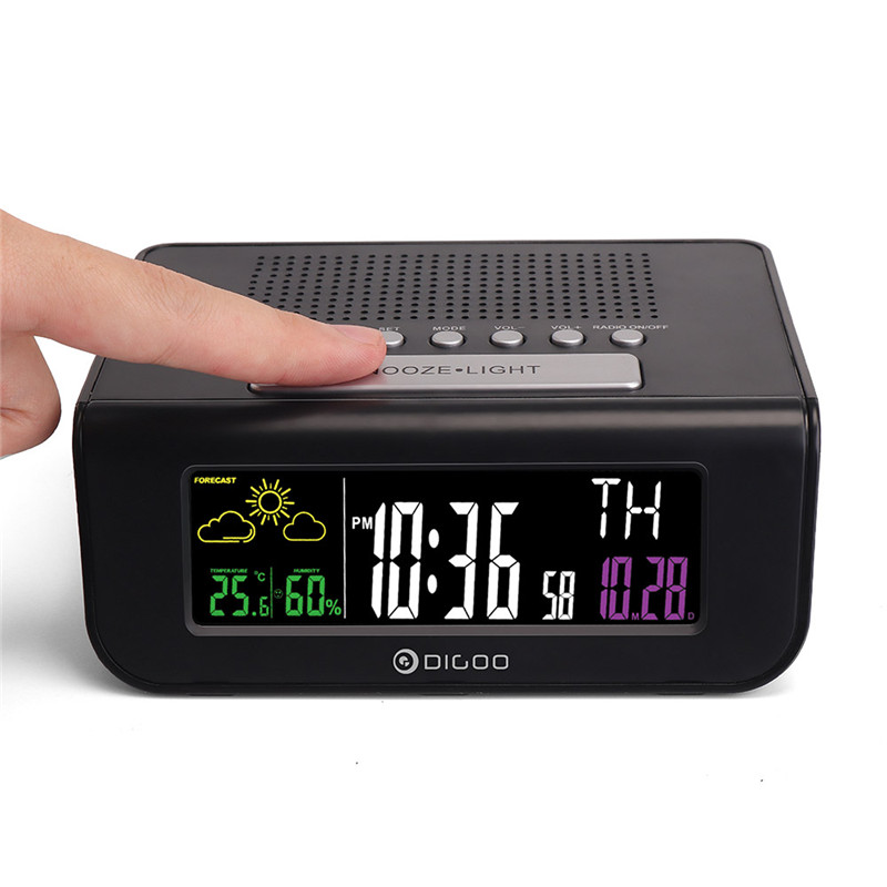 Digoo DG FR100 Smart Set Draadloze Digitale Wekker Weerstation Sensor Klok met FM Radio Klok
