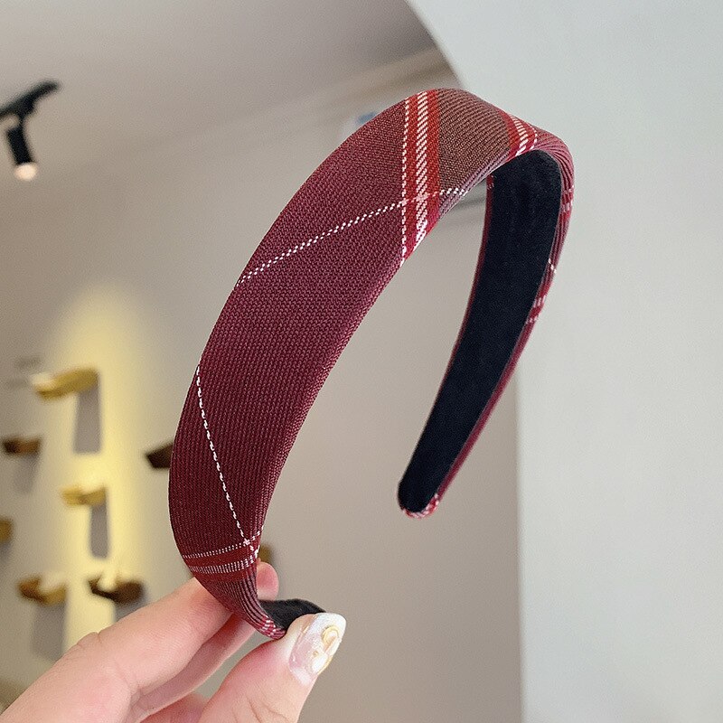 Vintage cuadros cintas encuentro aro del pelo de las mujeres Tiara para la cabeza banda diadema accesorios coreano dulce diadema: 9