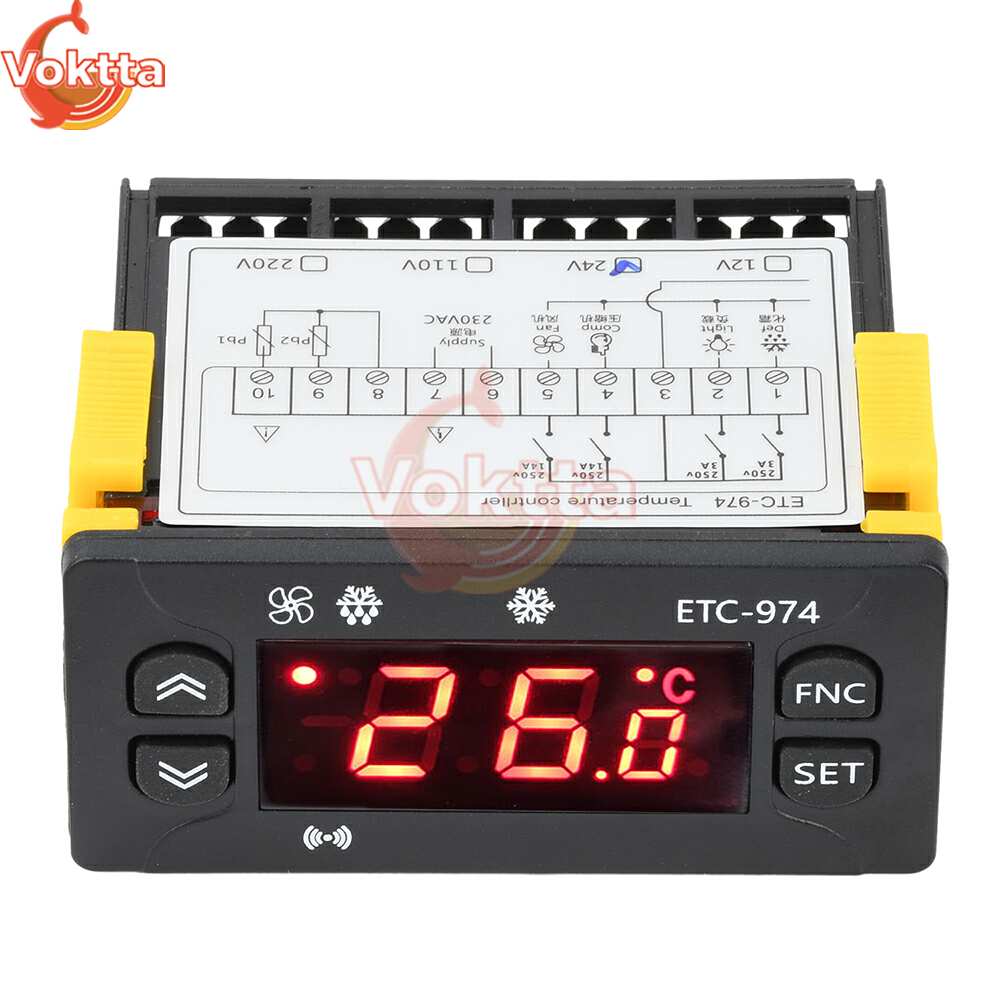 regulator temperatury cyfrowy ETC-974 Termometr Chłodziarka Sterowanie Chłodzeniem Termoregulator DC 12V DC 24V AC 110V AC 220V