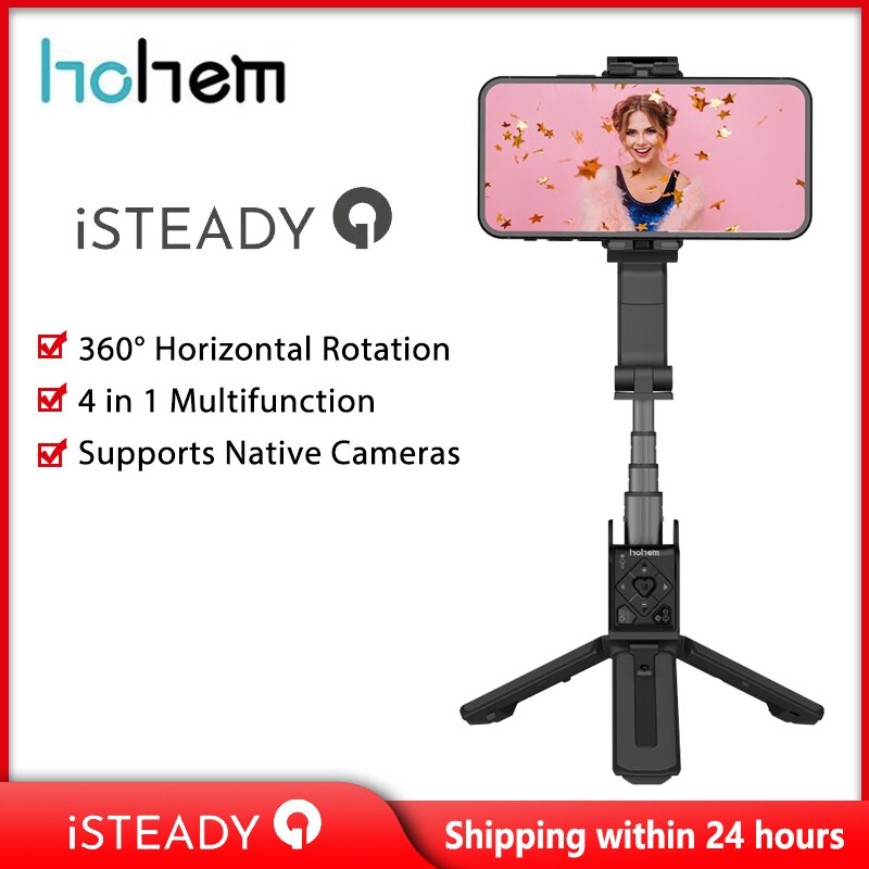 Hohem iSteady Q Single-Axis Gimbal Stabilizer Automatic Balance Selfie Stick Adjustable Tripod with Remote for Smartphone