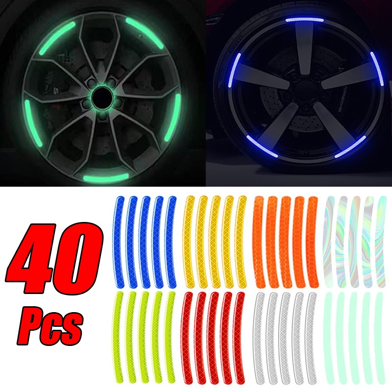 Bandes de moulage de roue de moto de voiture, autocollants de moyeu colorés, autocollant de style de voiture, décor de moto automatique, accessoires de décalcomanies, 40 pièces