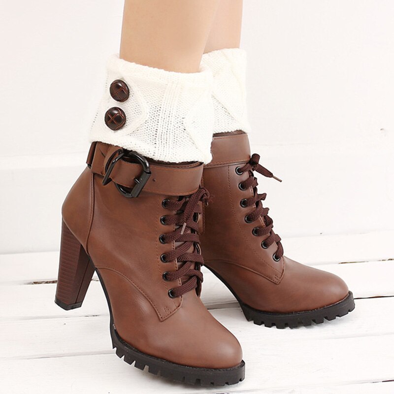 Frauen Gestrickte Bein Wärmer Kurzen Stiefel Manschetten Knöpfe Häkeln Stiefel Socken Gestrickte Gamaschen Beinlinge für Herbst/Winter