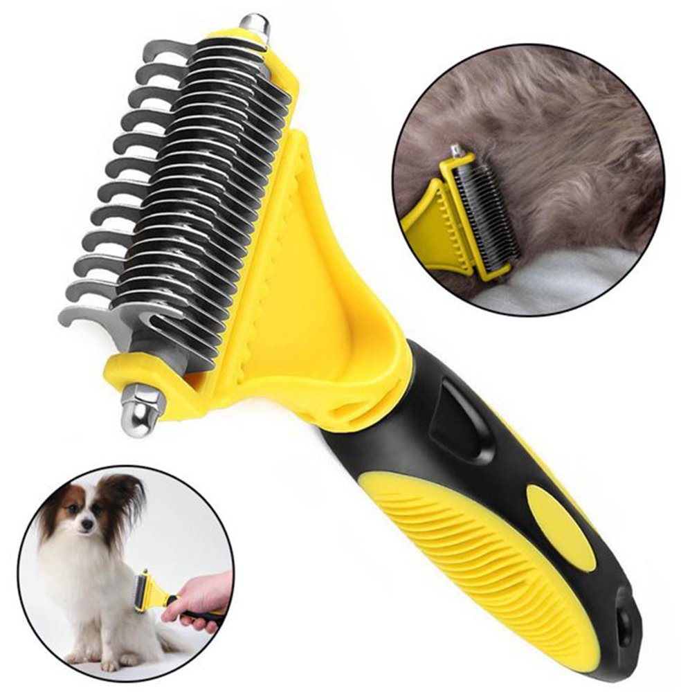 Pet Double-sided Comb Stainless Steel Open Knot Comb Hair Removal Brush Double-edged Double Hook Comb