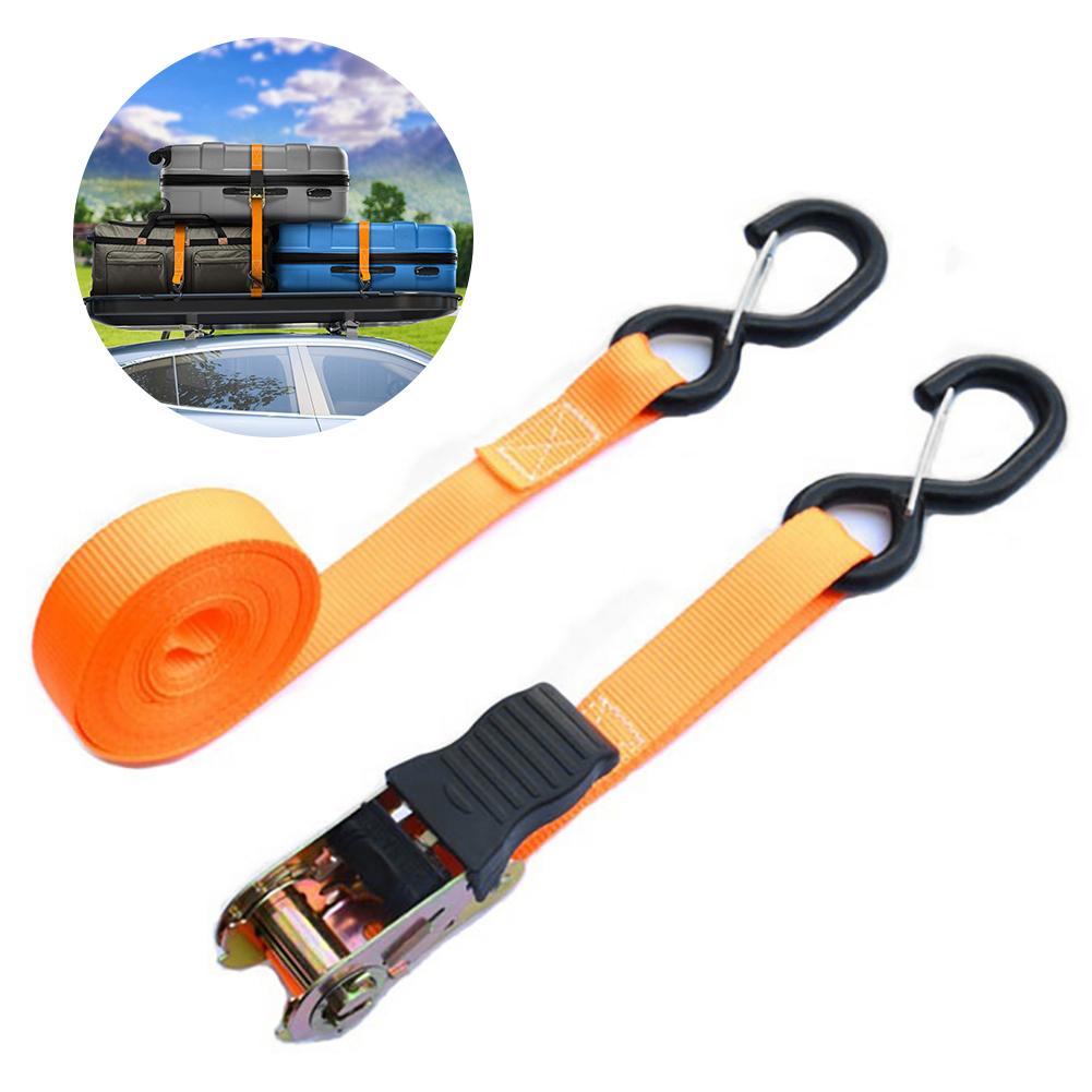 2pcs Ratchet Tie Down Straps Hold Secure Cargo Straps Hauling Truck Auto Straps Lashing Package Webbing Interior Accessories