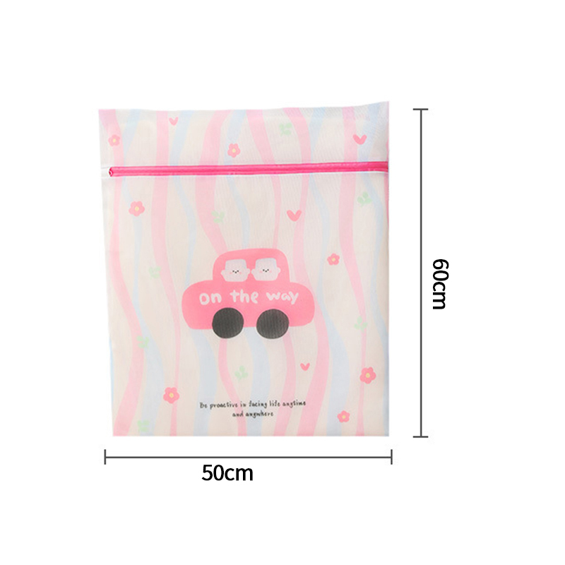 Cartoon Kat Waszak Waszakken met Rits Ondergoed Kleding Mesh Zakken Voor Thuis Wasmachines Leuke Waszak: Chocolade