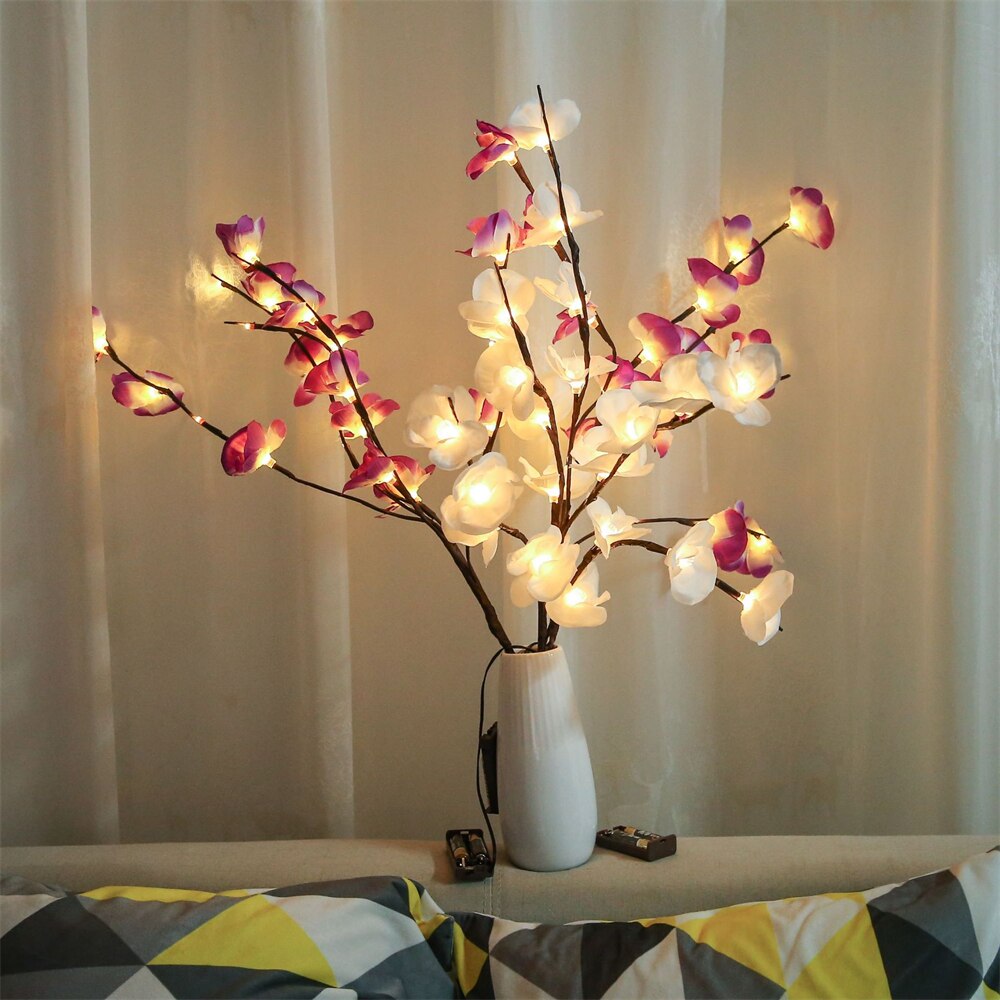 73cm 20 leds diy orkidé gren ljus vas vide kvist blomma gren lampor till jul vardagsrum fe dekorativa