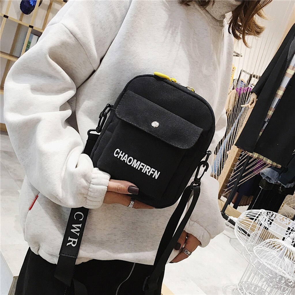 Women Shoulder Bag Chest Bags Pure Color Casual Tote Girls Outdoor Canvas Handbag Zipper Messenger Bag sac main femme