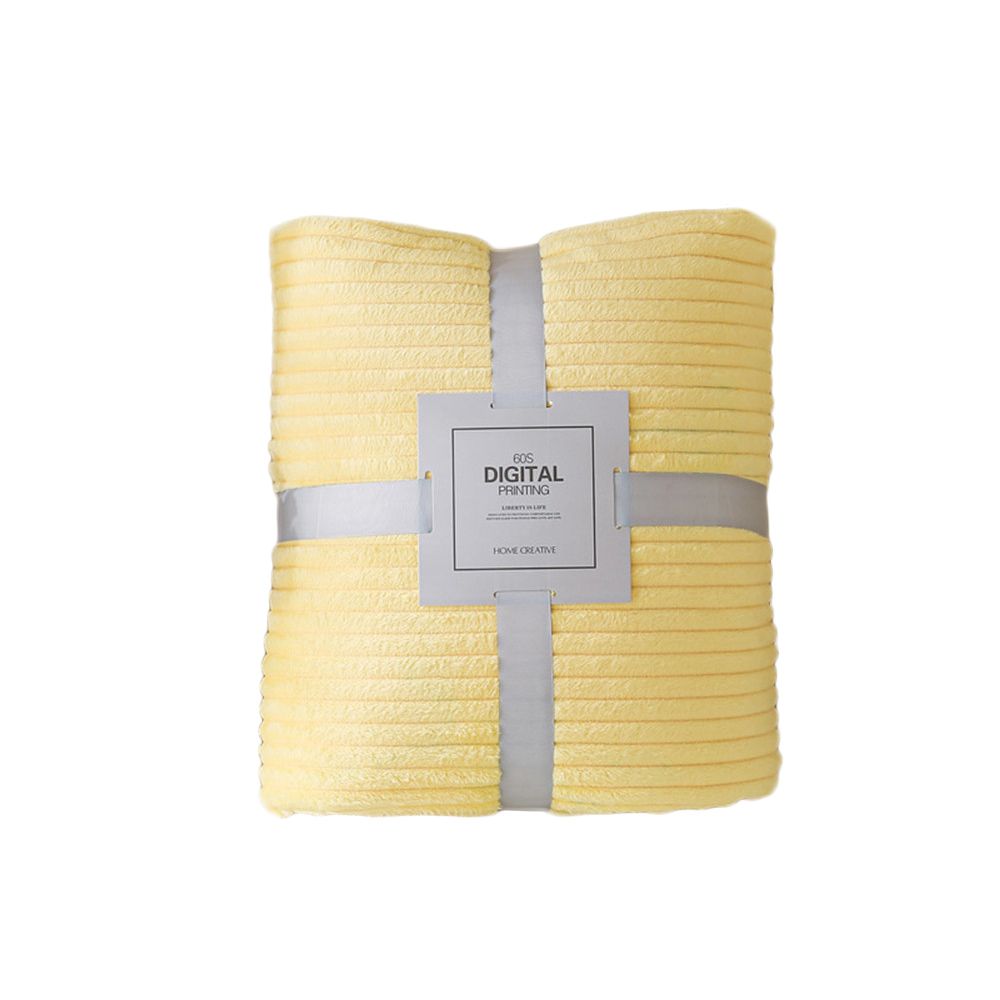 10070cm Camping Warm Cozy Lightweight Fuffy Throw Flannel Solid Color Blanket: Light Yellow