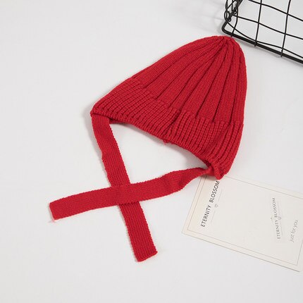 Suave, de punto bebé sombrero foto recién gorra con accesorios de Color sólido Infantil Niño niña gorro otoño invierno cálido Gorro con orejas: Rojo