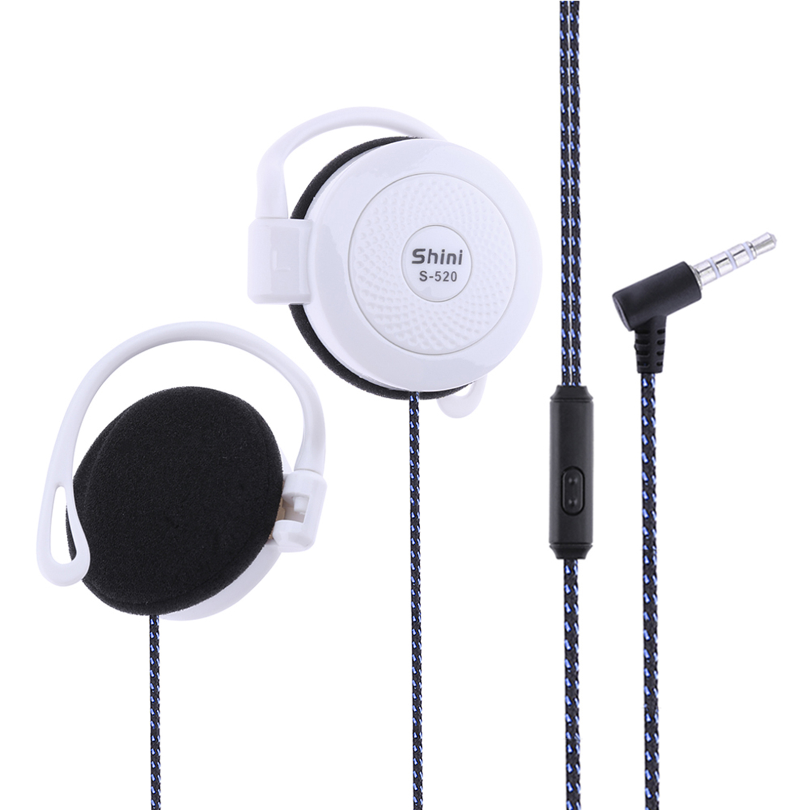 SHINI S520 3.5mm Wired Headset Ear Hook Headsets Stereo Game Sports Headphone with Mic for Phone
